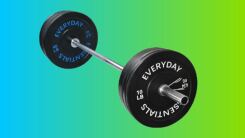 barbell with bumper plates