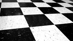 black and white linoleum tile floor