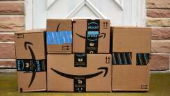 Amazon boxes on a porch