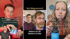 Screenshot of three tiktok videos of magnesium influencers