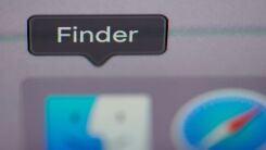 A closeup of the Finder icon in a Mac app drawer
