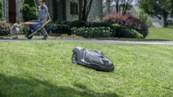 Robot lawn mower on lawn 