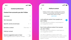 A screenshot showing Instagram's political content settings page.