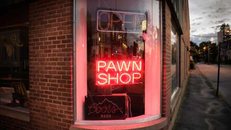 Pawn shop display in window
