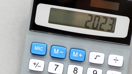 "2023" on calculator display