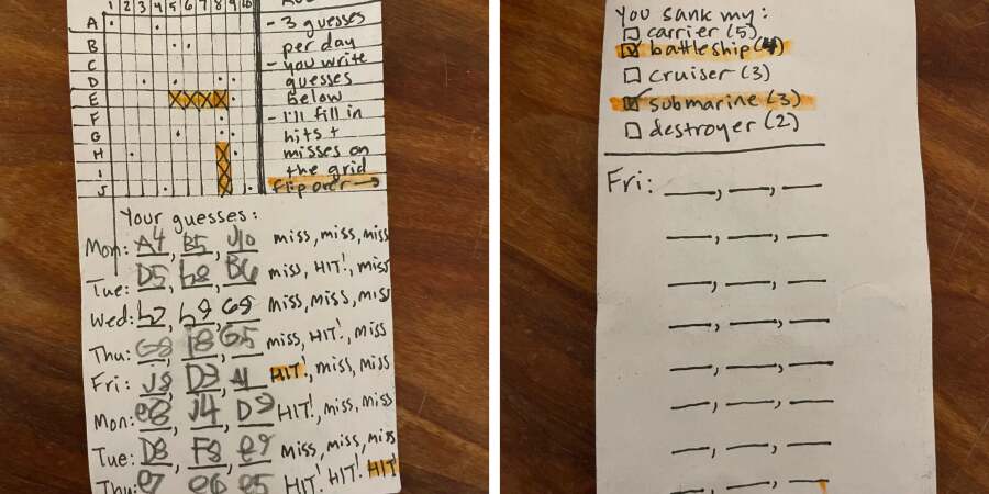 Send a Pencil-and-Paper Battleship Game in Your Kid's Lunchbox