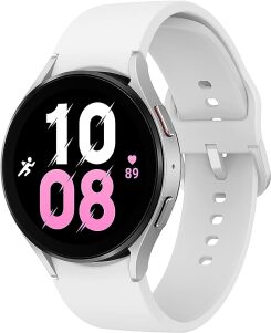 Samsung Galaxy Watch in white and pink
