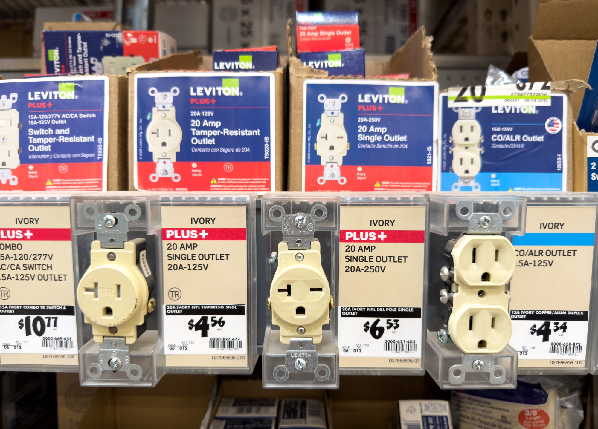 receptacle for 20 amps, 240/250 volts