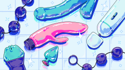 Sex toys look clean on a tile surface.