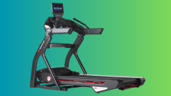 A Bowflex T10 against a green and blue gradient background