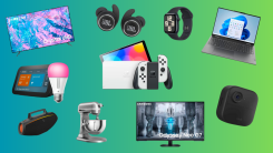 All the best deals from this round up including TVs, laptops, Nintendo Switch, smartwatches and speakers in a green and teal background.