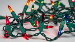 A bundle of Christmas lights with one bulb burnt out