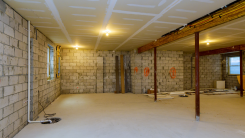 an unfinished home basement 