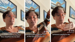 A screenshot of a tiktok featuring a middle aged woman discussing the 2017 Tax Act