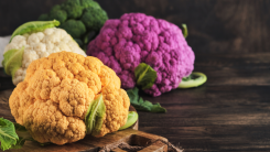 colorful cauliflower displayed on a table