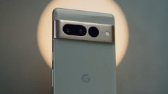 A Pixel 7 Pro phone against a circular golden background