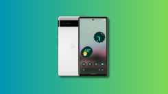 Google Pixel 6a on a teal and green gradient background.