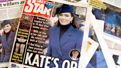 A selection of front pages from UK daily national newspaper coverage of Kate Middleton's abdominal surgery