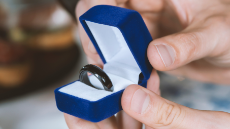 smart ring in an open ring box